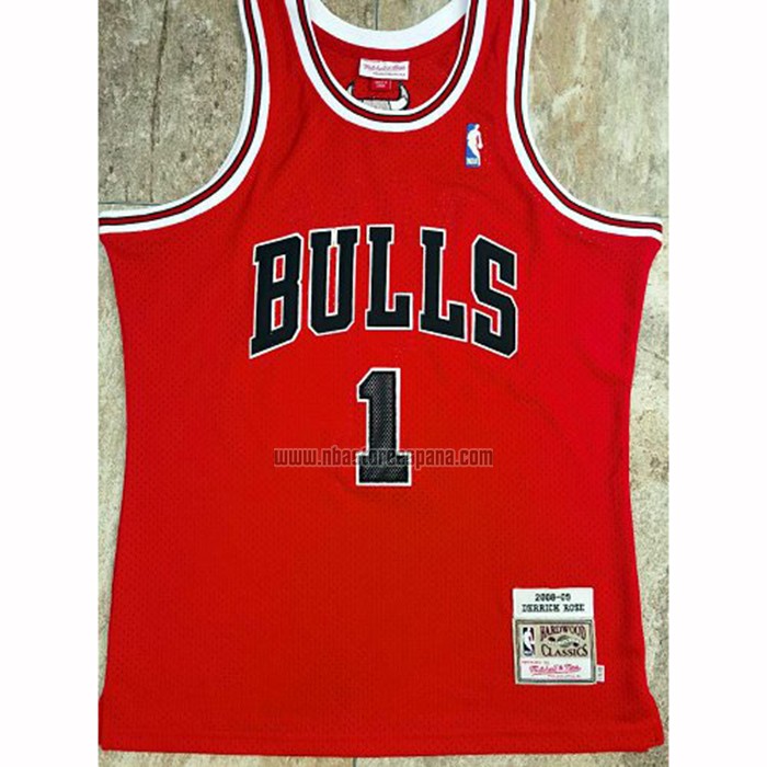 Camiseta Chicago Bulls Derrick Rose NO 1 Hardwood Classics Throwback 2008-09 Rojo